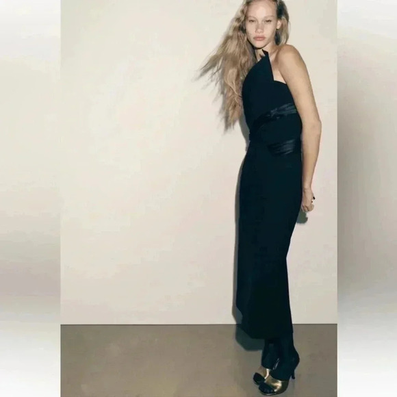 NWT • Zara LIMITED edition wool blend midi dress black Small - Picture 5 of 11